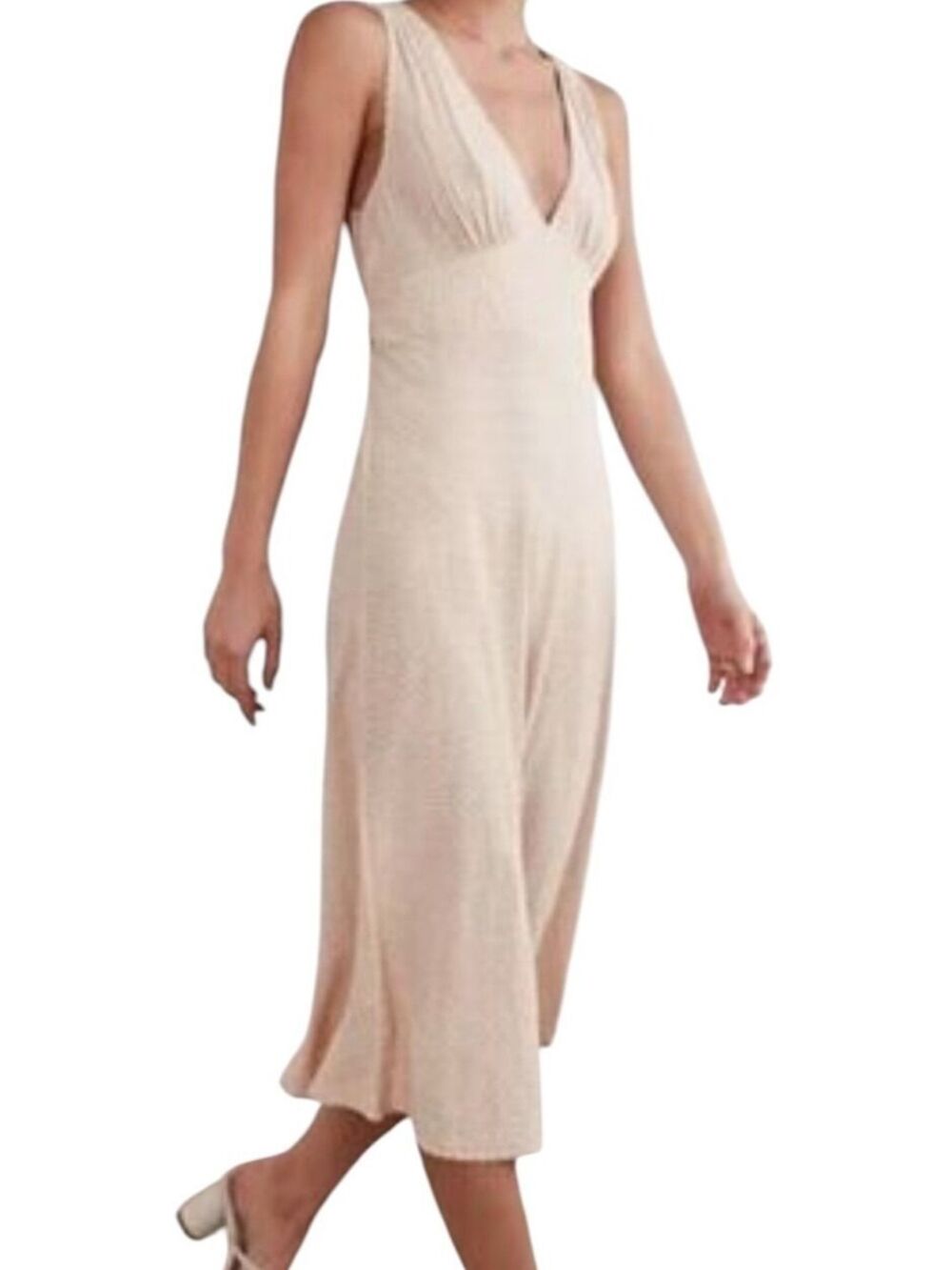 Wilfred Sleeveless V-Neck Midi Dress in Light Blush